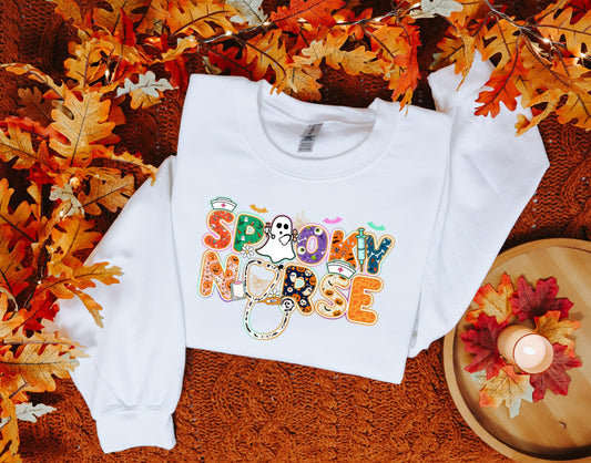 Spooky Nurse - Halloween Ghost Stethoscope Crewneck