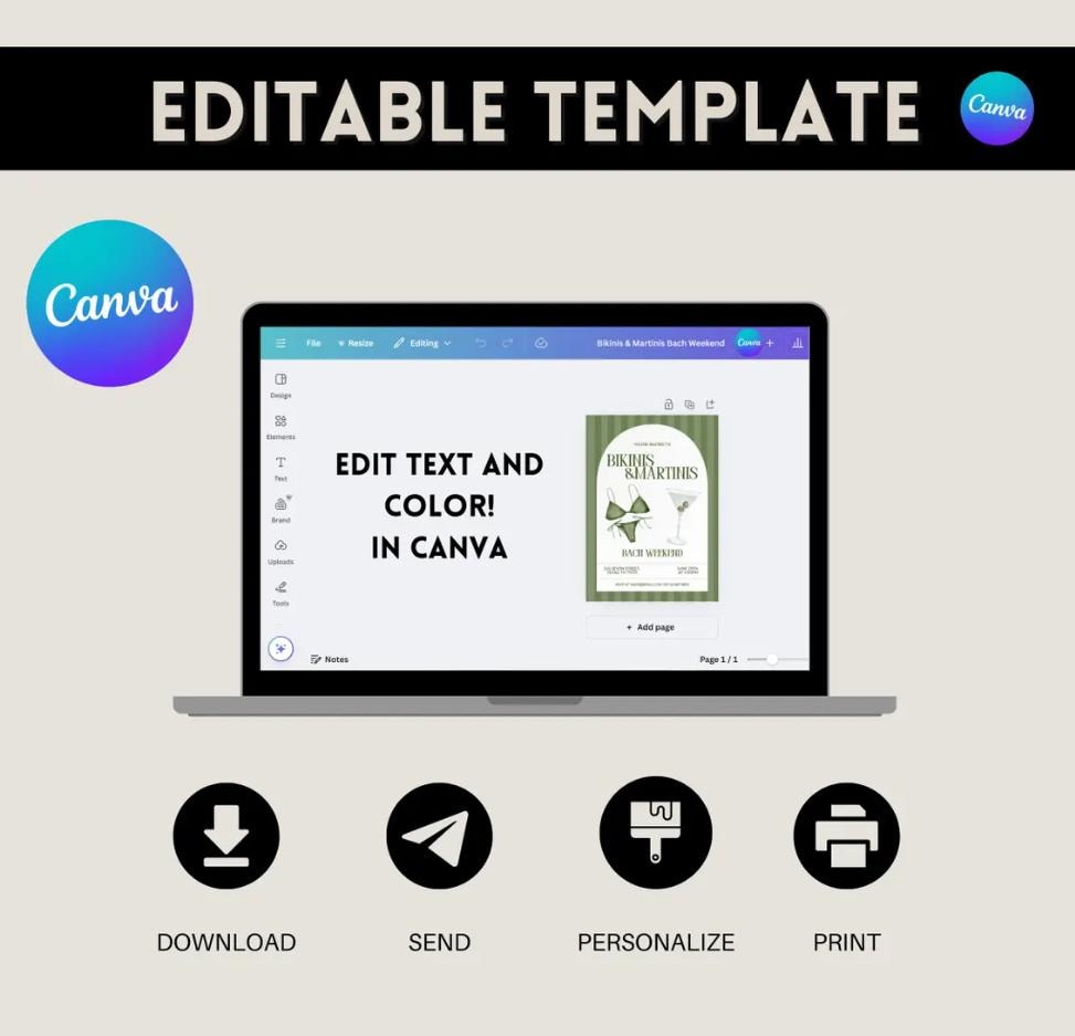 Editable Bear Baby Shower Invitation: Forest Theme (Canva Digital Invite)